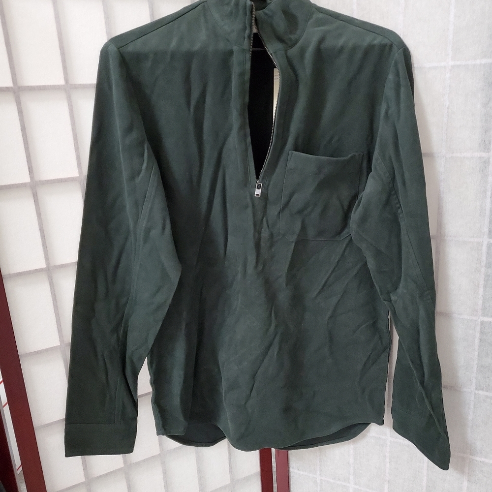 Men's Armani Exchange green zip front top